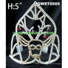 Corona de la tiara del rhinestone del día del día de fiesta